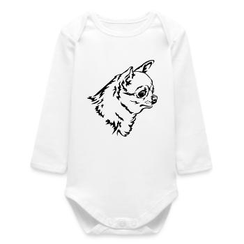 Tête de Chihuahua - Body bébé manches longues biologique - blanc - Devant
