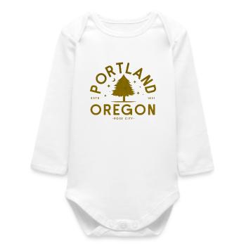 Logo d’arbre vintage à Portland, Oregon - Body bébé manches longues biologique - blanc - Devant