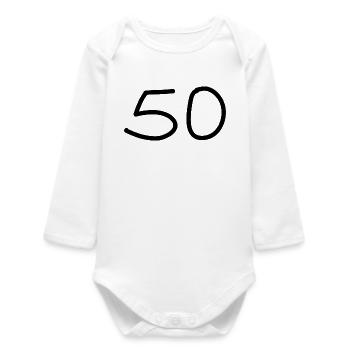 50th birthday fifty number black - Baby Organic Long-Sleeved Bodysuit - white - Front