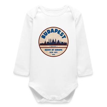 Écusson vintage du Budapest Cœur d’Europe - Body bébé manches longues biologique - blanc - Devant