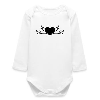 Heart Black - Baby Organic Long-Sleeved Bodysuit - white - Front