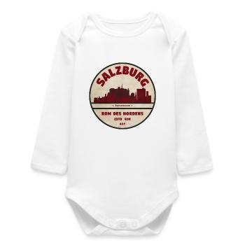 Salzburg Skyline Vintage Circle Logo - Baby Organic Long-Sleeved Bodysuit - white - Front