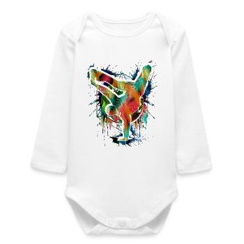 Breakdance - Breakdancer - Breakdancing - BBoy - Baby Organic Long-Sleeved Bodysuit - white - Front