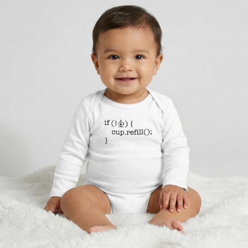 Coffee code software developer humor Baby Organic Long-Sleeved Bodysuit