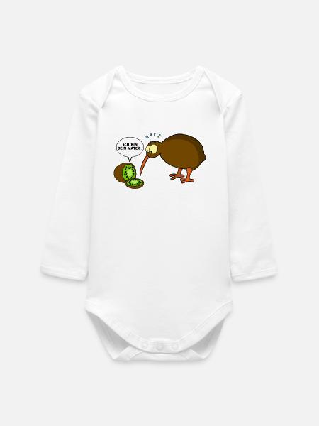 Kiwi gegen Kiwi - Baby Organic Langarmbody - Weiß