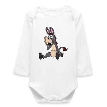 Sitzender Esel - Baby Organic Langarmbody - Weiß - Vorne