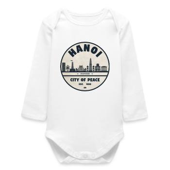 Hanoi City of Tranquility Emblem - Baby Organic Long-Sleeved Bodysuit - white - Front