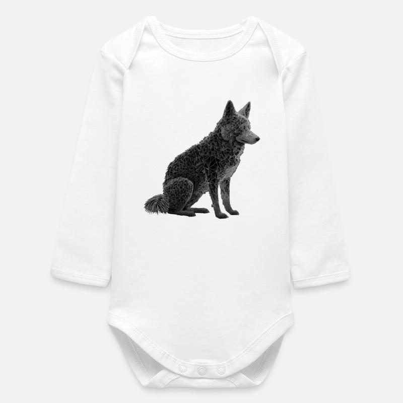 Wolf - Baby Organic Long-Sleeved Bodysuit - white