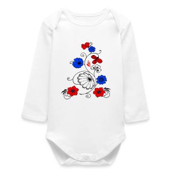 Flower vine with butterfly - Baby Organic Long-Sleeved Bodysuit - white - Front