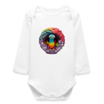 Cute weird parrot - Baby Organic Langarmbody - Weiß - Vorne