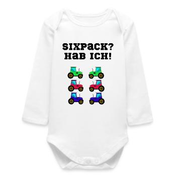 trecker sixpack kinder traktor - Baby Organic Langarmbody - Weiß - Vorne