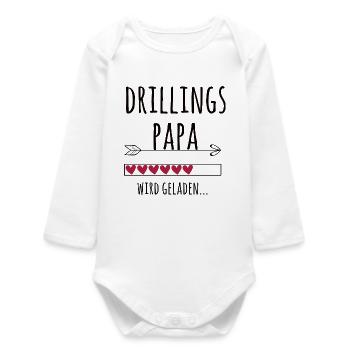 werdender Drillingspapa Schwangerschaft Drillinge - Baby Organic Langarmbody - Weiß - Vorne