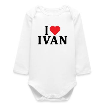 Name T-Shirt I love Ivan T-Shirt Geschenkidee - Baby Organic Langarmbody - Weiß - Vorne