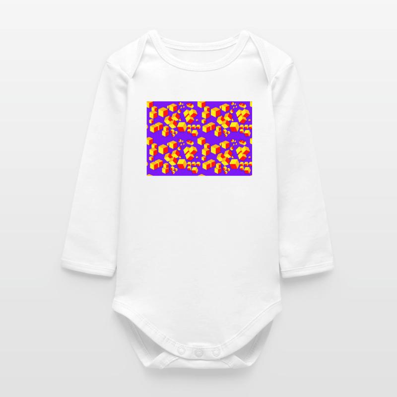 Deco pattern cube colored Baby Organic Long-Sleeved Bodysuit