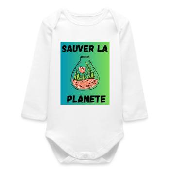 JOUR DE LA TERRE. ECOLOGIE. PLANETE. ENVIRONNEMENT - Body bébé manches longues biologique - blanc - Devant