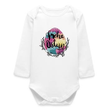 Easter Egg Flowers Happy Easter - Baby Organic Long-Sleeved Bodysuit - white - Front