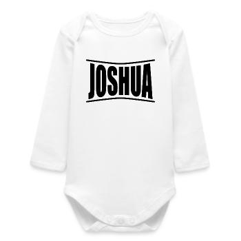 nom du t-shirt Joshua idée cadeau t-shirt - Body bébé manches longues biologique - blanc - Devant