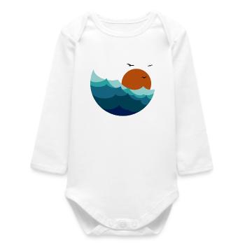 Waves Sunset - Baby Organic Long-Sleeved Bodysuit - white - Front