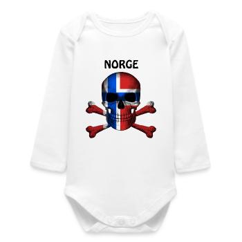 Crâne Jolly Roger Pirate Flag Norge R6Z - Body bébé manches longues biologique - blanc - Devant