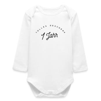 Tolles Geschenk 1 Jahr - Baby Organic Langarmbody - Weiß - Vorne