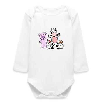 Animaux mignons pour enfants - Ferme - Body bébé manches longues biologique - blanc - Devant