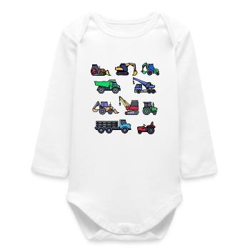 Agricultural Machinery Motor Vehicle Tractor Commercial Vehicle - Baby Organic Long-Sleeved Bodysuit - white - Front