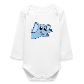 Elephant Greeting Greeting - Baby Organic Long-Sleeved Bodysuit - white - Front