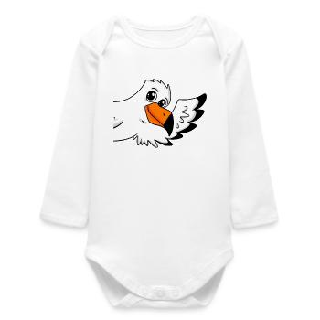 Seagull greeting greeting - Baby Organic Long-Sleeved Bodysuit - white - Front