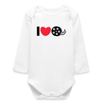 Déclaration de cœur J’aime les films Regarder des films - Body bébé manches longues biologique - blanc - Devant