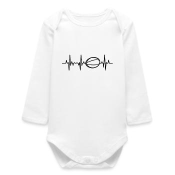 Rugby Ball Heart palpitations - Baby Organic Long-Sleeved Bodysuit - white - Front