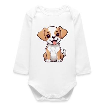 Süßer kleiner Hund Welpe Kind Baby Geschenk Hunde - Baby Organic Langarmbody - Weiß - Vorne