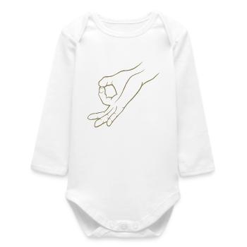 Hand signal hole peeked in child's play - Baby Organic Long-Sleeved Bodysuit - white - Front