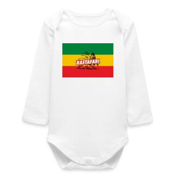 DRAPEAU REGGAE - RASTA LION - JAH RASTAFARI - Body bébé manches longues biologique - blanc - Devant
