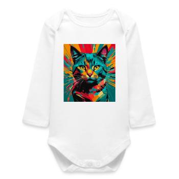 Cat - Baby Organic Long-Sleeved Bodysuit - white - Front