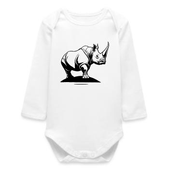 Totem du Rhinoceros - Body bébé manches longues biologique - blanc - Devant