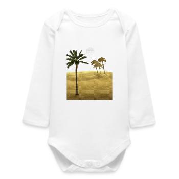 Palm tree in desert | Canvas Structure - Baby Organic Long-Sleeved Bodysuit - white - Front