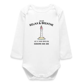Egmond aan Zee, Netherlands, Take a deep breath and relax - Baby Organic Long-Sleeved Bodysuit - white - Front
