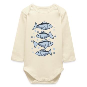 Poissons - Body bébé manches longues biologique - écru doux - Devant