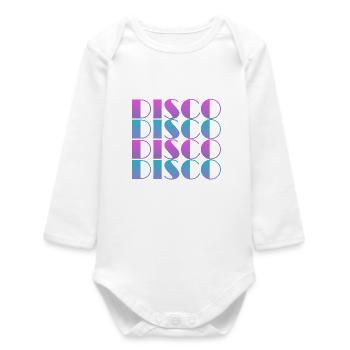 Vibrant Disco Text Pattern Design - Baby Organic Long-Sleeved Bodysuit - white - Front