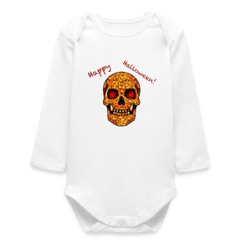 Gruseliger Halloween-Totenkopf - Baby Organic Langarmbody - Weiß - Vorne