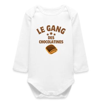pain au chocolat, chocolatine, boulanger - Body bébé manches longues biologique - blanc - Devant