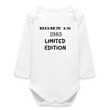 Jahrgang 1983 limitierte Auflage - Baby Organic Langarmbody - Weiß - Vorne