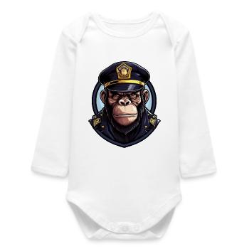 Police des singes - Body bébé manches longues biologique - blanc - Devant