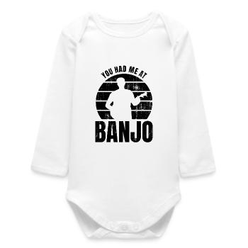 Banjospieler Spruch - Baby Organic Langarmbody - Weiß - Vorne