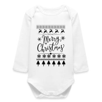 Frohe Weihnachten, inszeniert - Baby Organic Langarmbody - Weiß - Vorne