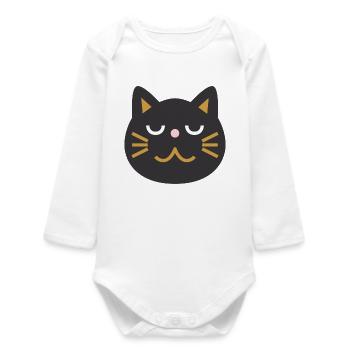 Visage de chat japonais L Noir - Body bébé manches longues biologique - blanc - Devant