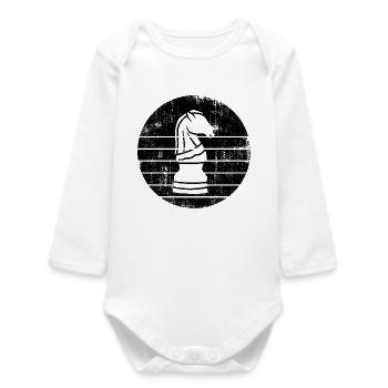 Chess Knight Drawing - Baby Organic Long-Sleeved Bodysuit - white - Front