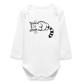 Cartoon Kitten - Baby Organic Langarmbody - Weiß - Vorne