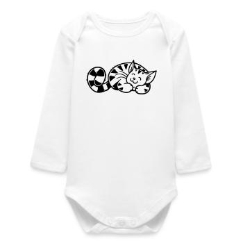 Cartoon Kitten - Baby Organic Langarmbody - Weiß - Vorne
