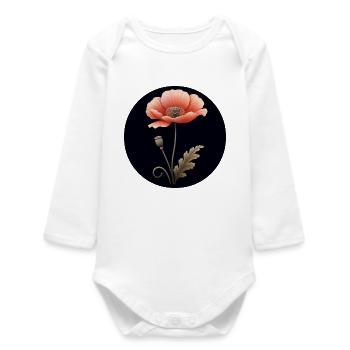 Poppy, poppy, flower, red, orange - Baby Organic Long-Sleeved Bodysuit - white - Front